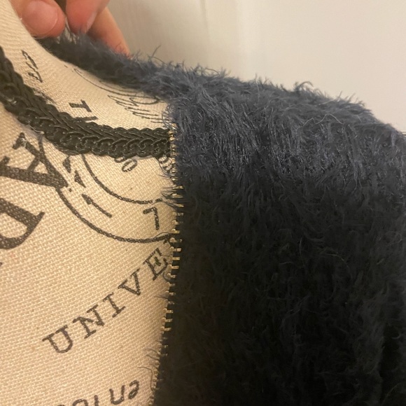 Creation XXL navy fuzzy eyelash sweater with zip on the neckline - Picture 8 of 13